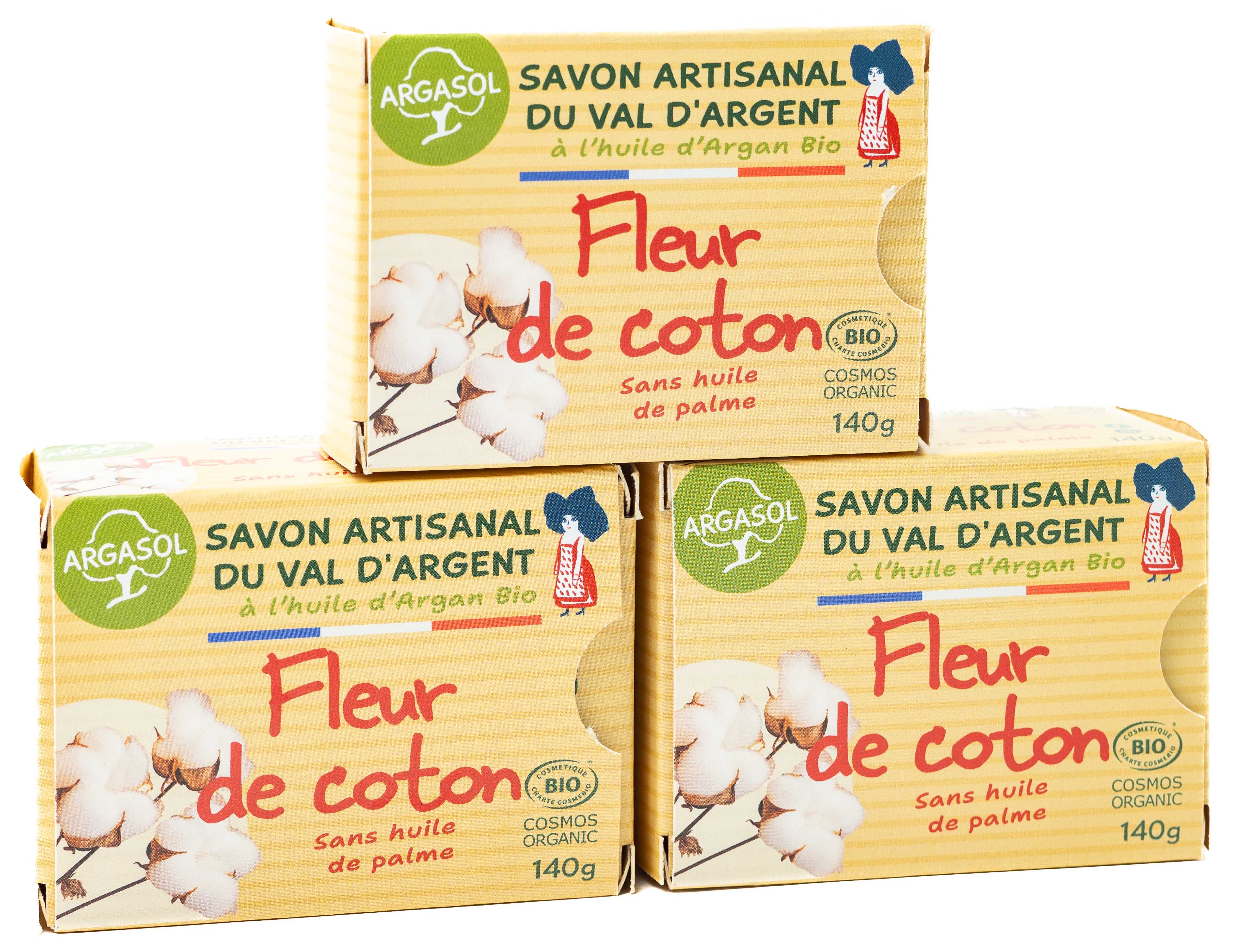 Lot de 3 Savons à la fleur de coton