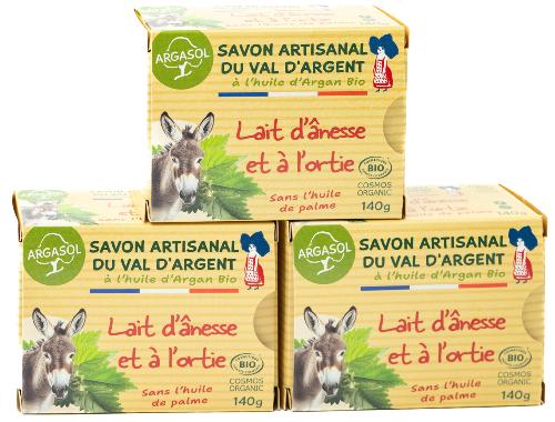 Lot de 3 Savons au Lait d'Anesse et à l'Ortie